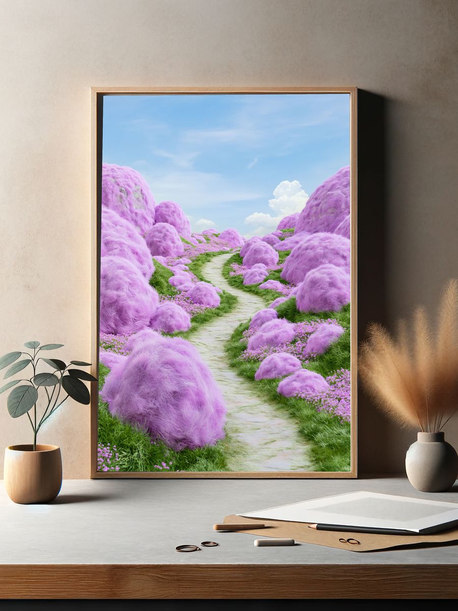 Dreamy Lavender Path Illustration Print. — room view 2