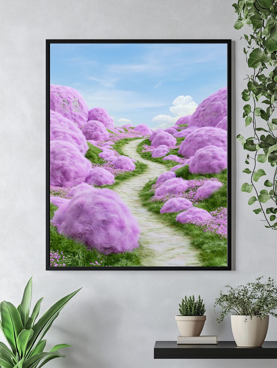 Dreamy Lavender Path Illustration Print. — room view 4