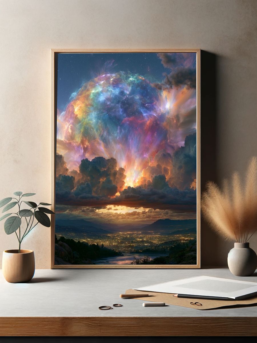 Cosmic Cloudburst Sky Print. — room view 2