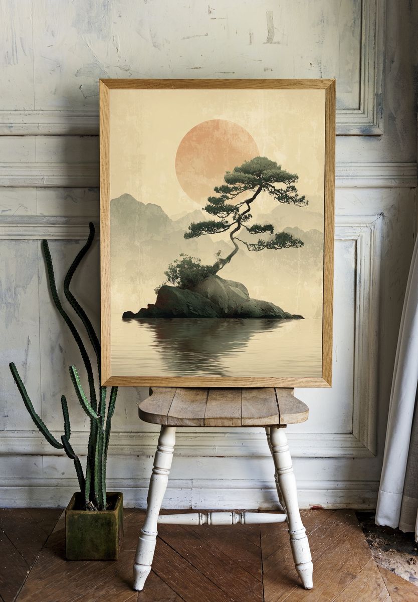 Zen Pine Island — Japanese Print. — room view 1