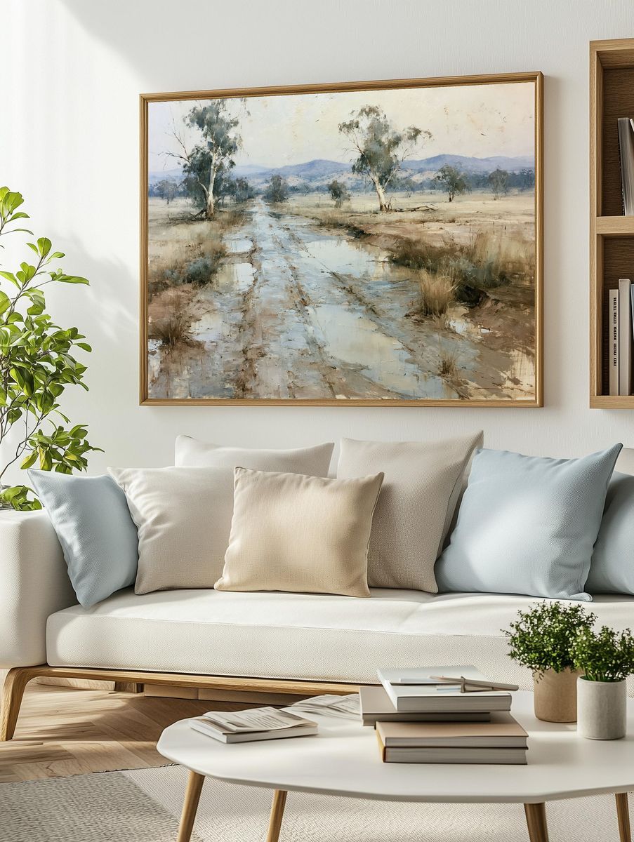 Misty Eucalyptus Landscape Print. — room view 2