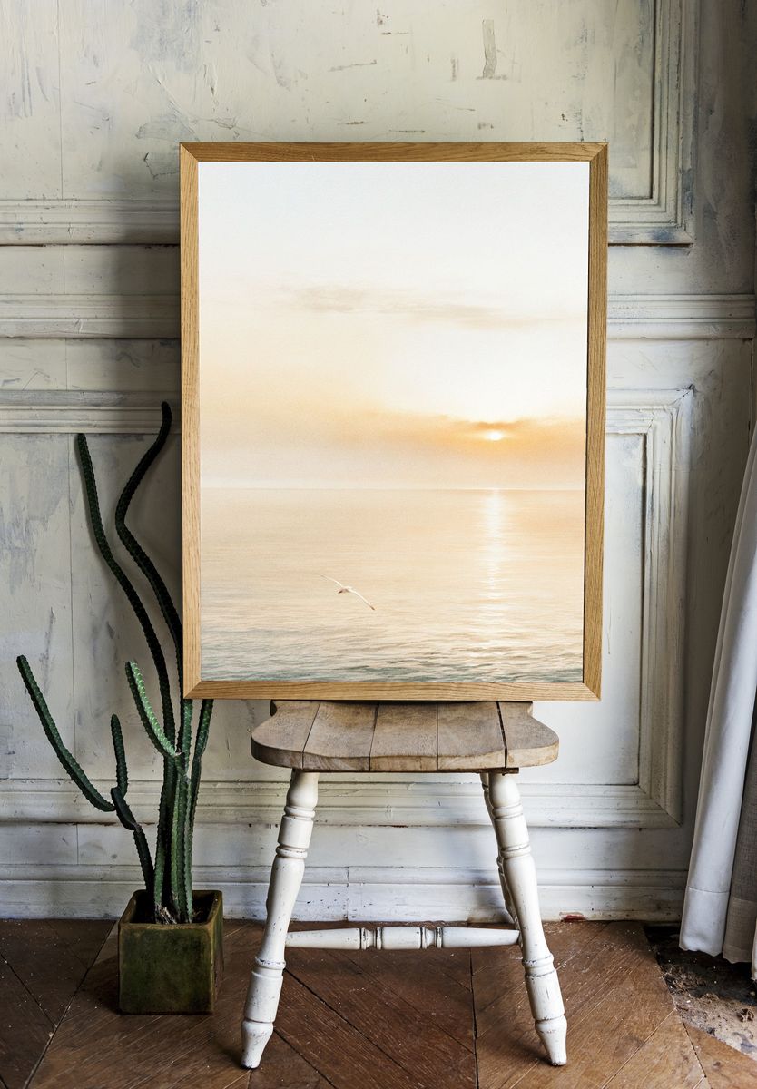 Golden Seascape Sunrise Poster. room preview