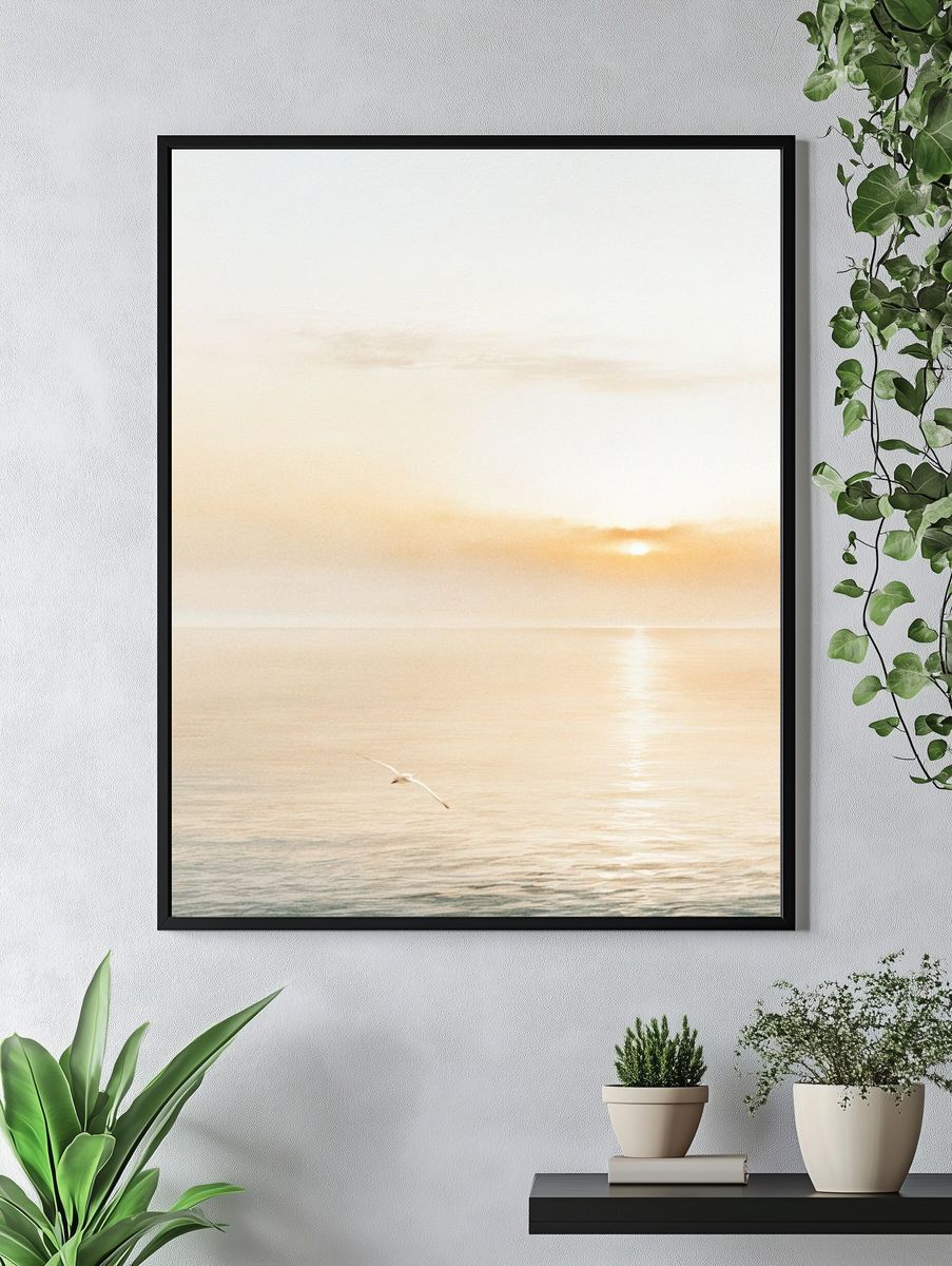 Golden Seascape Sunrise Poster. — room view 4