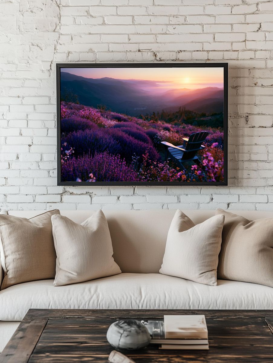Lavender Sunset Mountain View Poster. — room view 1
