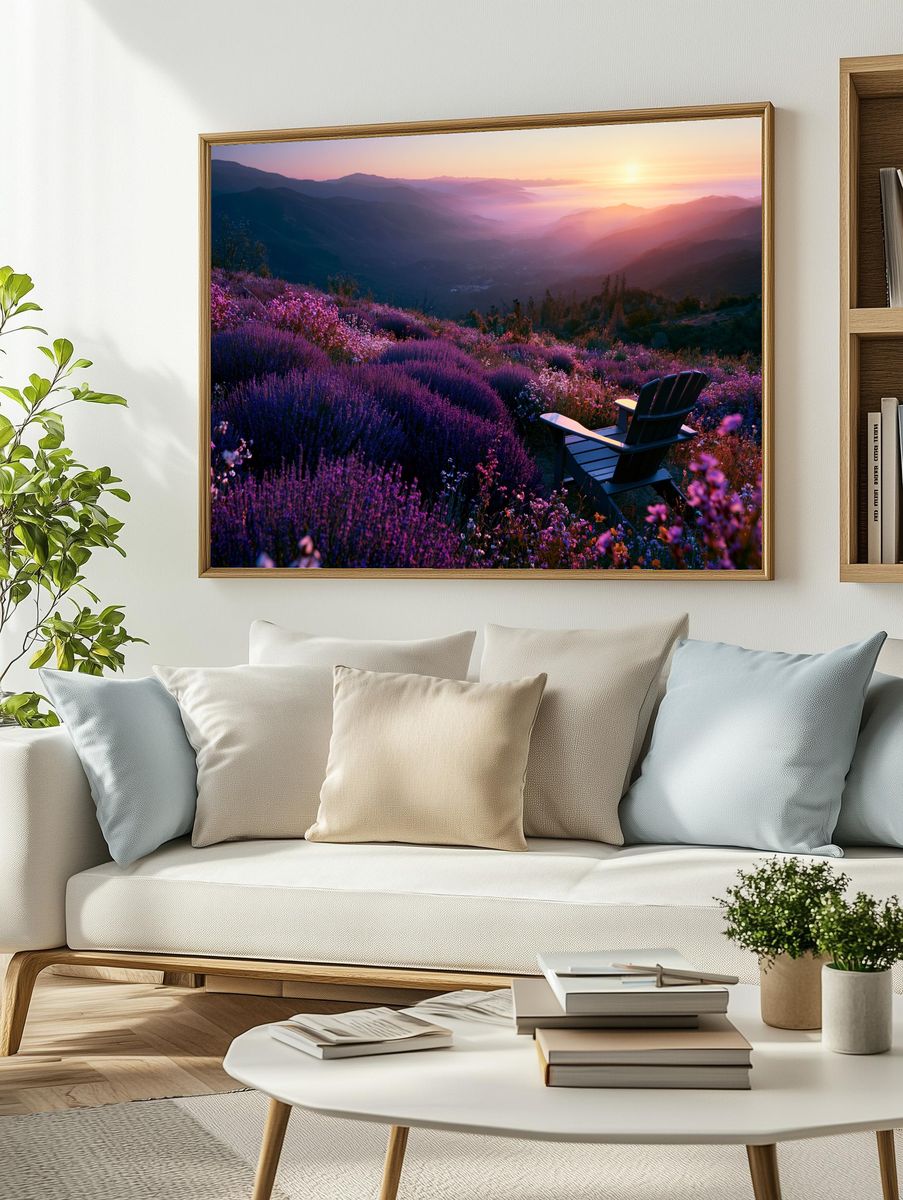 Lavender Sunset Mountain View Poster. — room view 2
