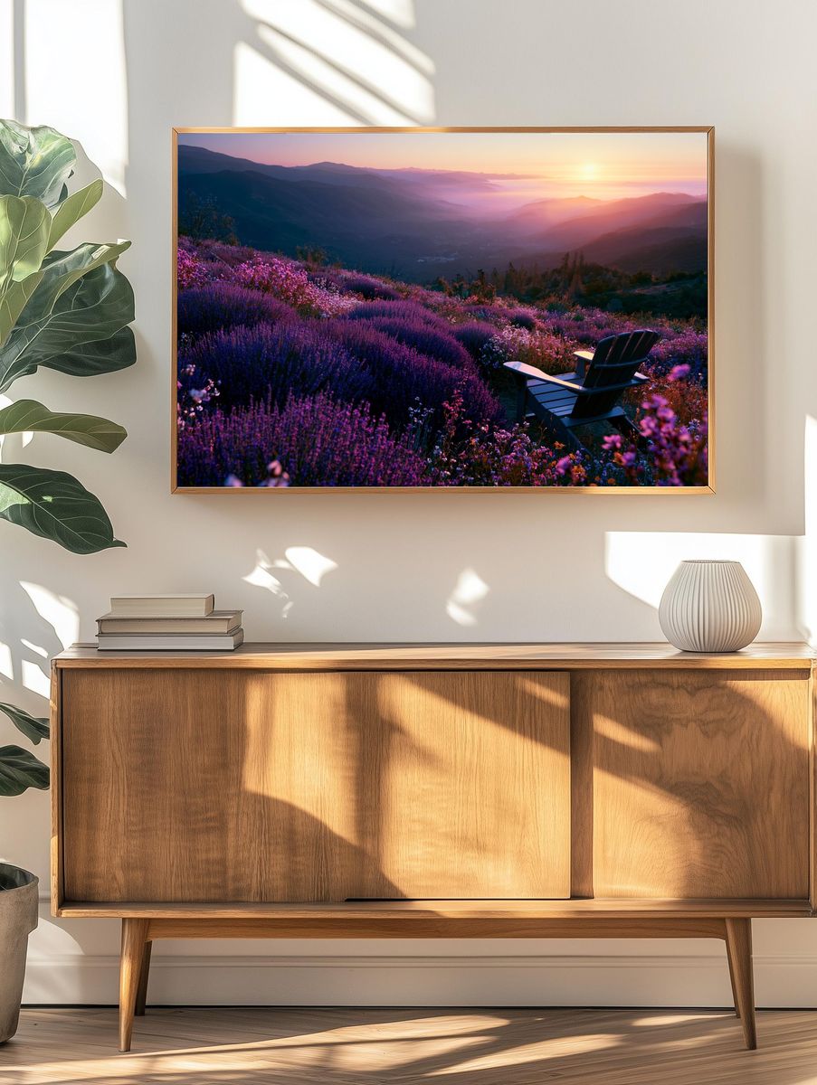 Lavender Sunset Mountain View Poster. — room view 3