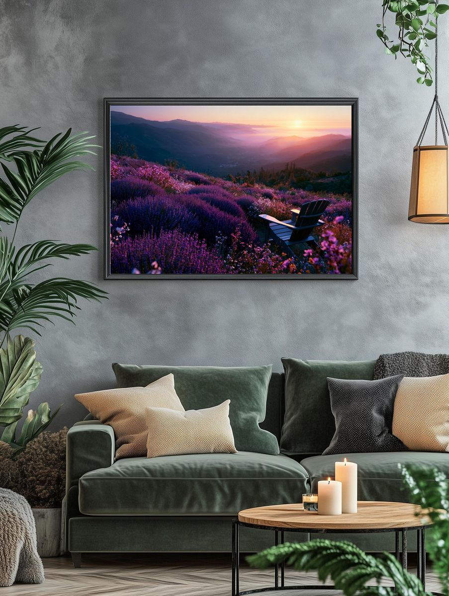 Lavender Sunset Mountain View Poster. — room view 4