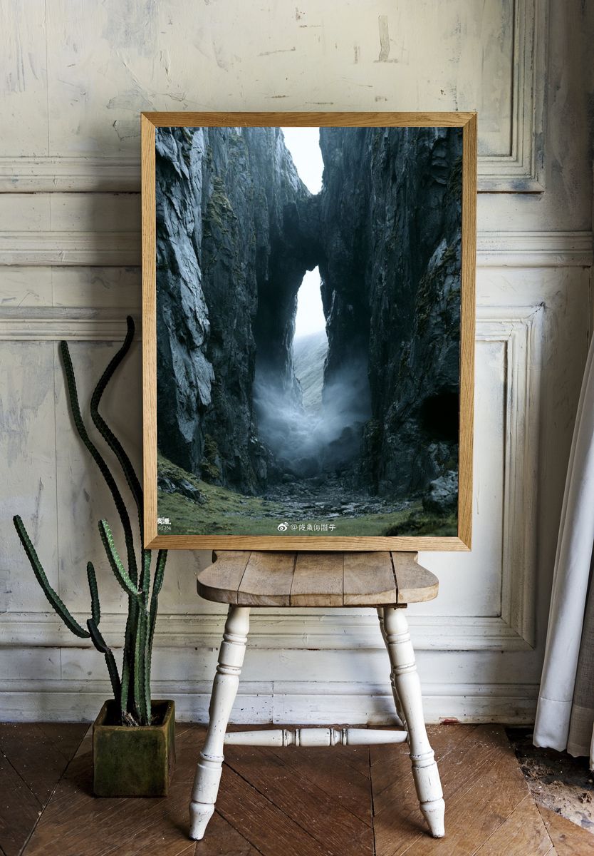 Misty Rock Canyon Landscape Poster. — room view 1