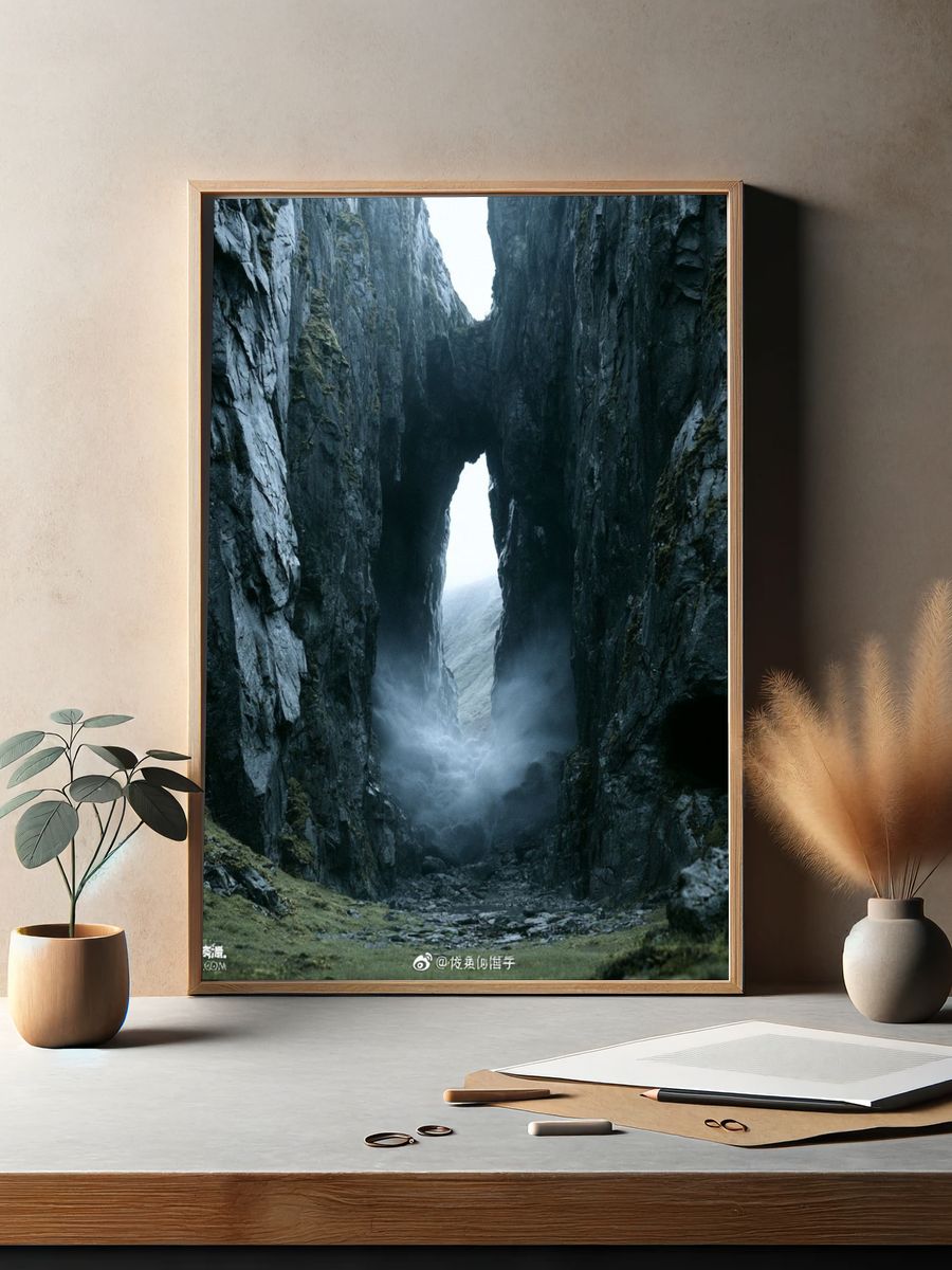 Misty Rock Canyon Landscape Poster. — room view 2