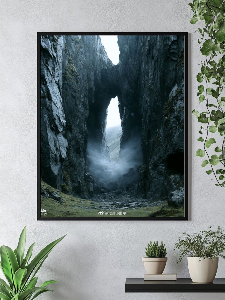 Misty Rock Canyon Landscape Poster. — room view 4