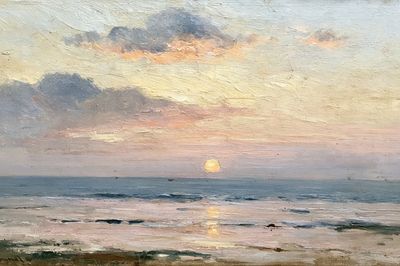 Pastel Seascape Sunset Print. poster