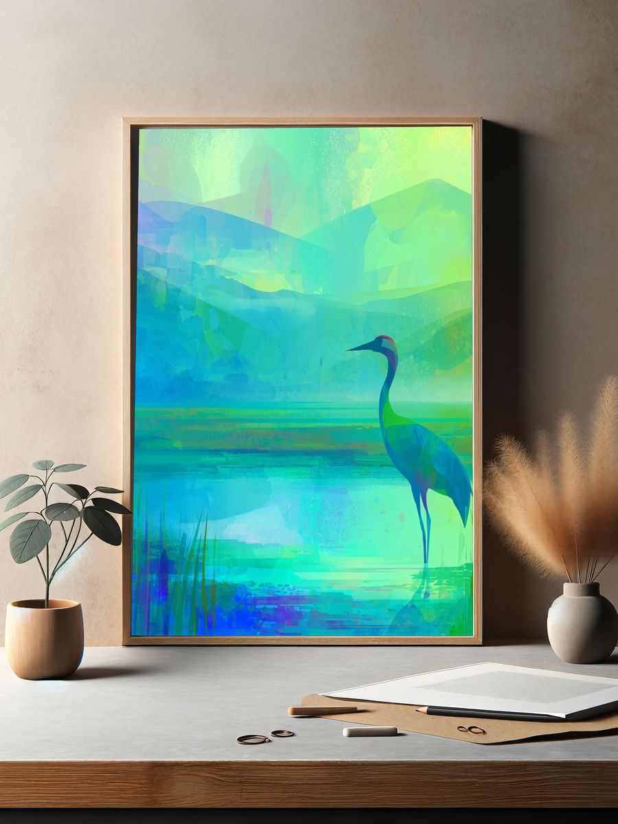 Heron at Dawn Nature Poster. — room view 2