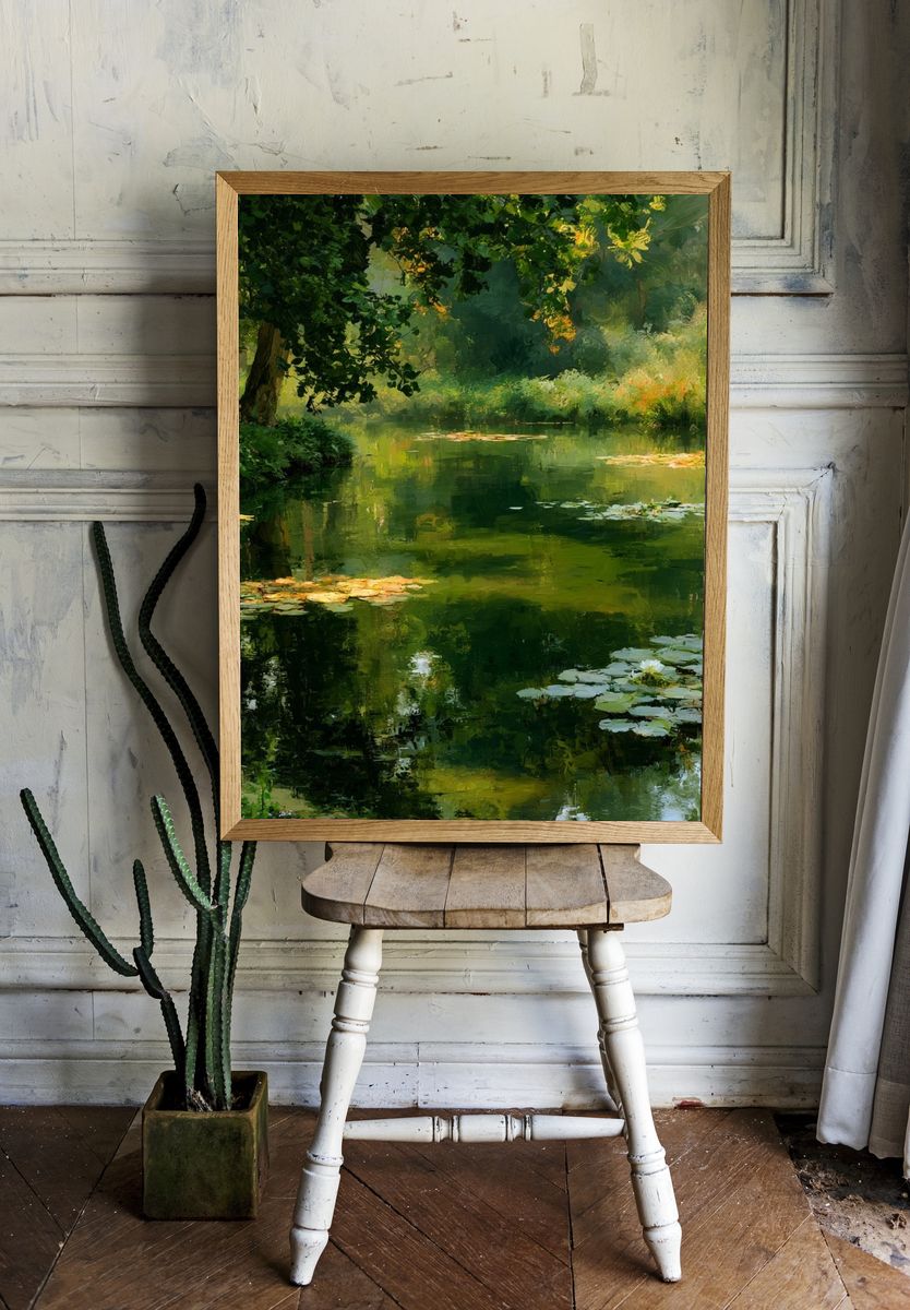 Lily Pond Forest Impressionist Poster. — room view 1