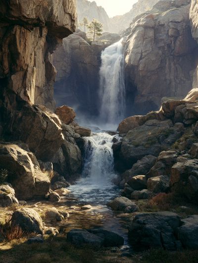 Mountain Waterfall Landscape Poster. poster