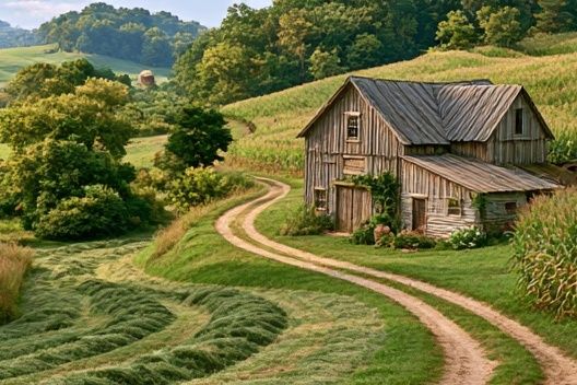 Rustic Farmhouse Landscape Poster. poster detail
