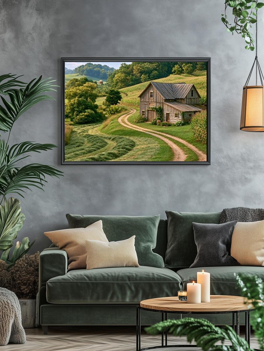 Rustic Farmhouse Landscape Poster. — room view 4