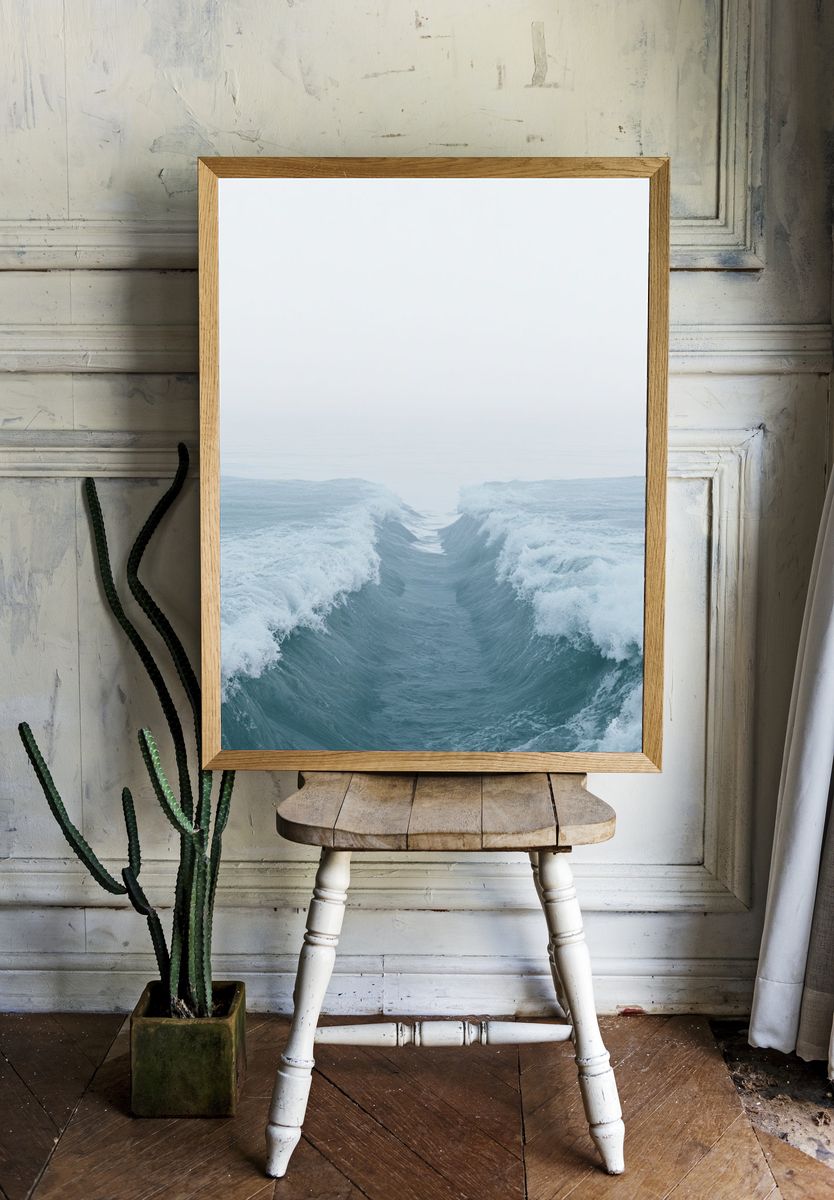 Misty Ocean Wave Poster. — room view 1