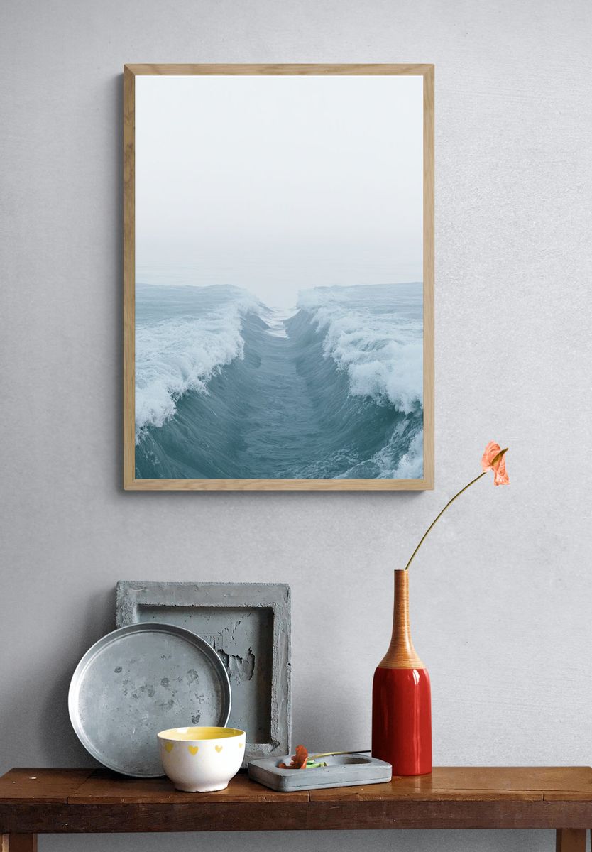 Misty Ocean Wave Poster. — room view 3
