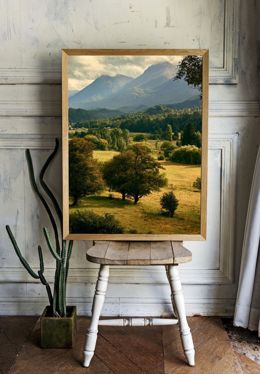 Misty Mountain Valley Landscape Poster. — room view 1