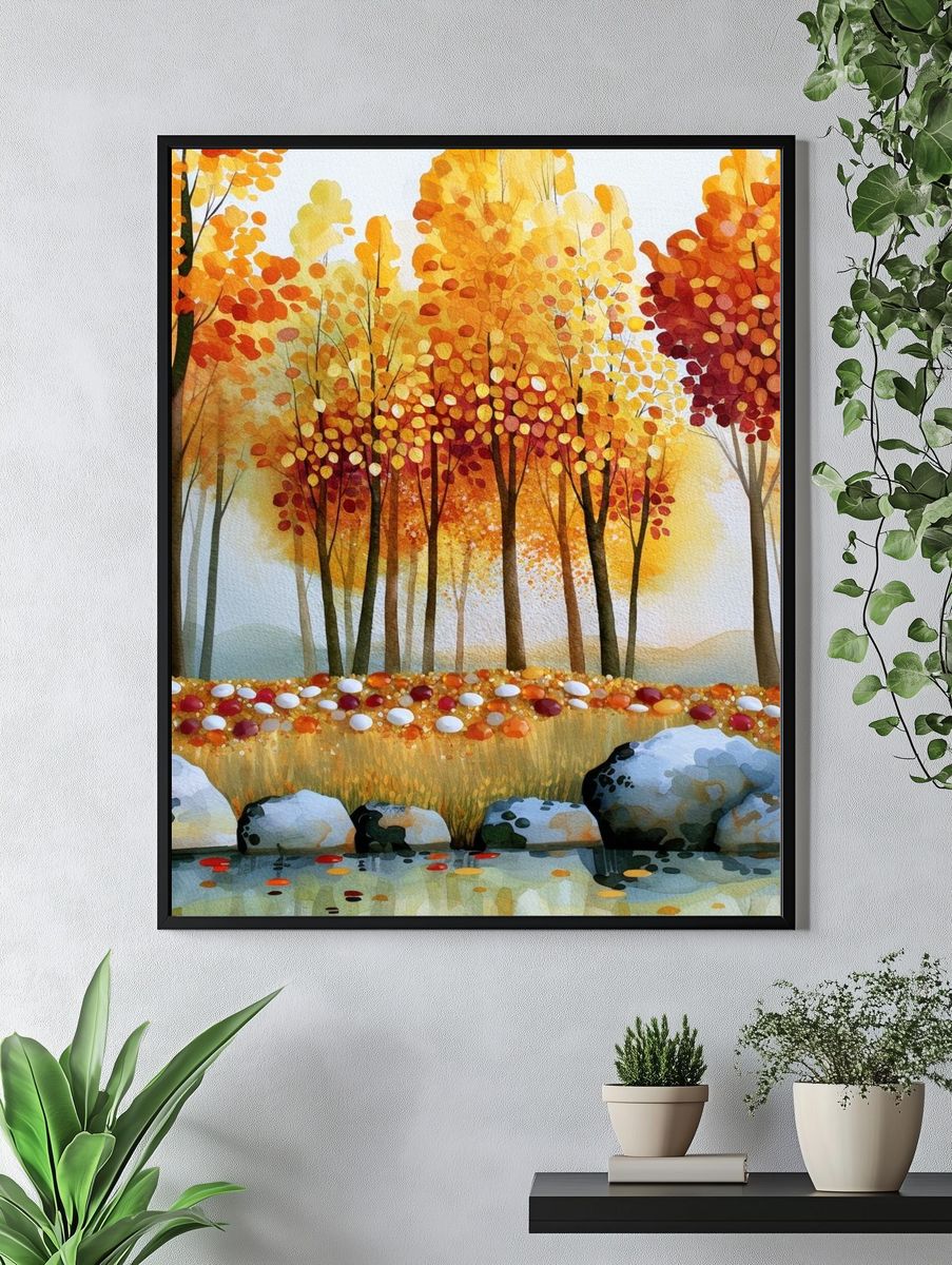 Autumn Forest Watercolor Poster. — room view 4