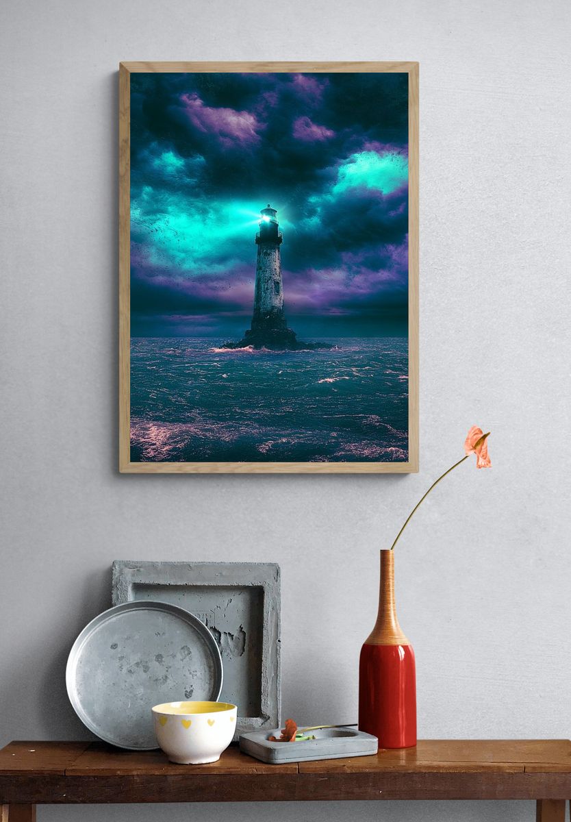 Lighthouse Stormscape Print. — room view 3
