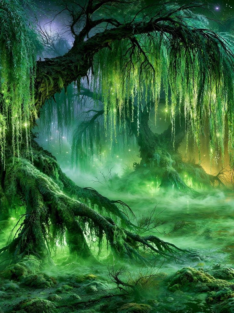 Enchanted Willow Forest Print. poster detail