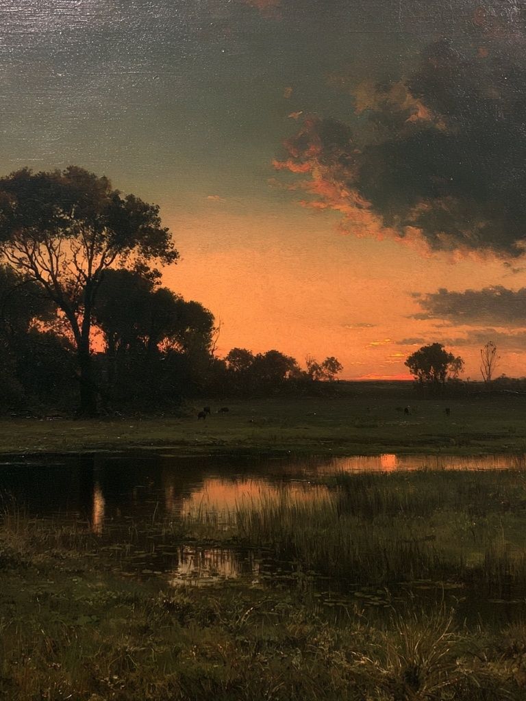 Sunset Wetland Landscape Poster. poster — nature art