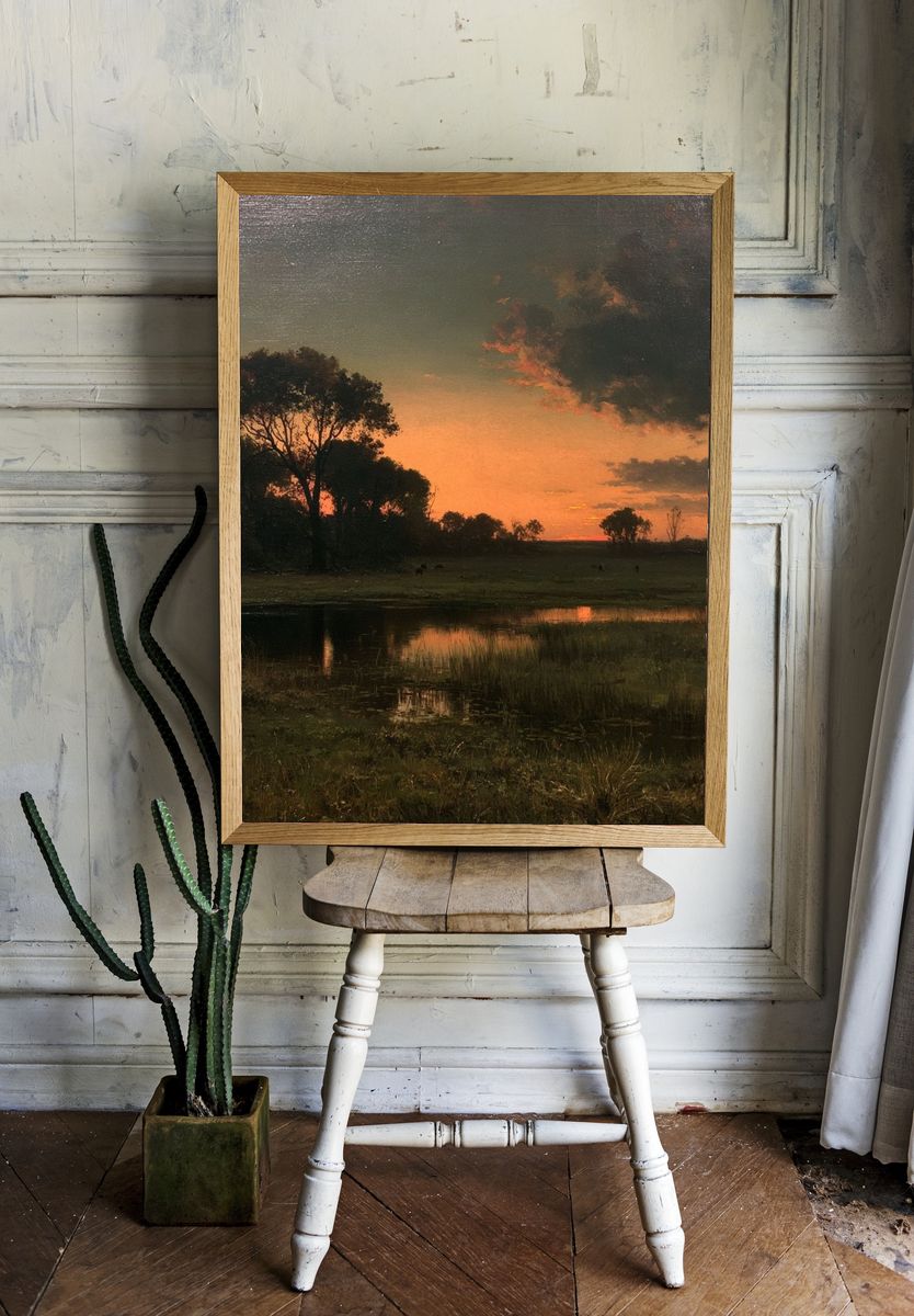 Sunset Wetland Landscape Poster. — room view 1