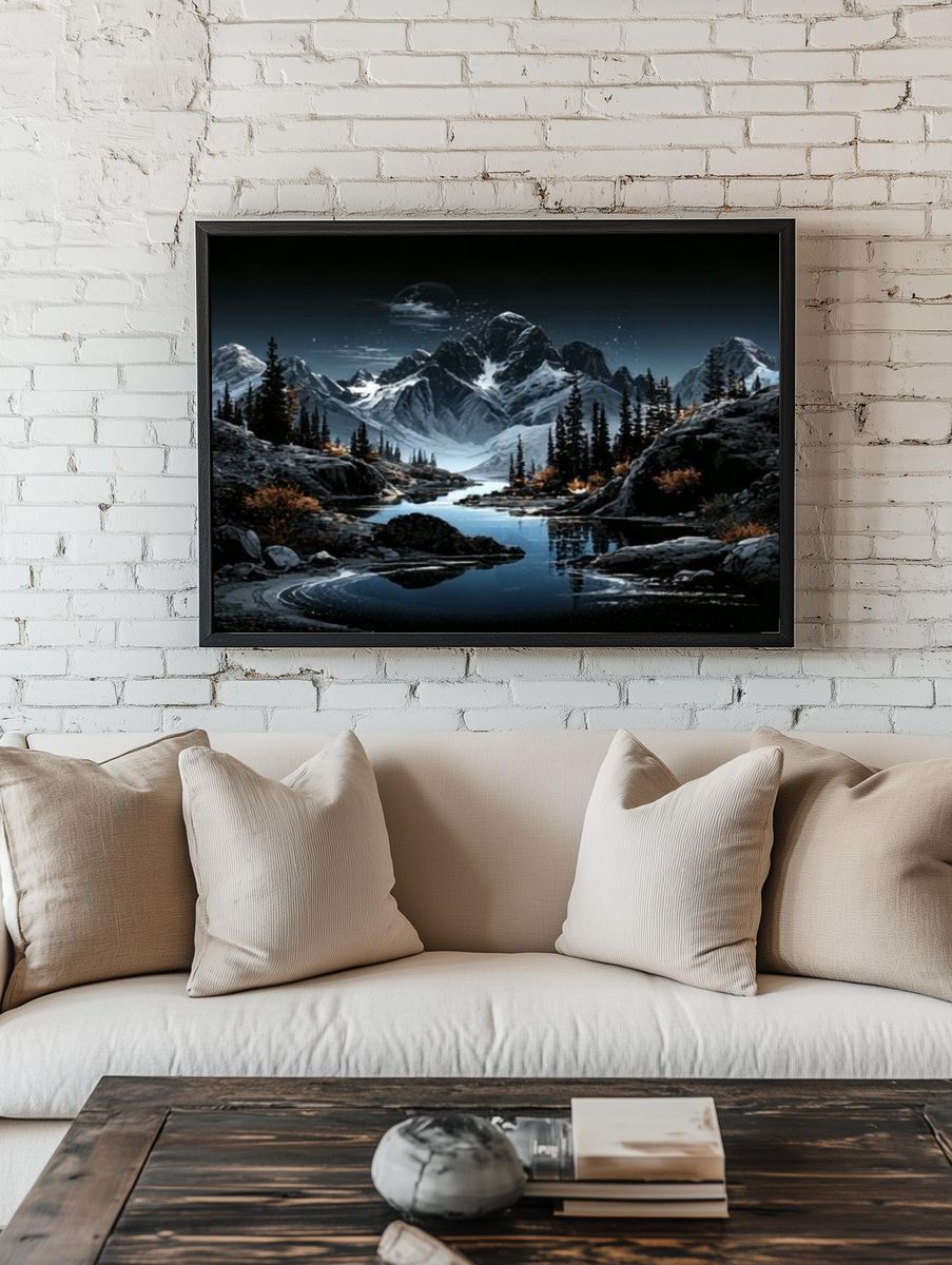 Moonlit Alpine Valley Poster. — room view 1