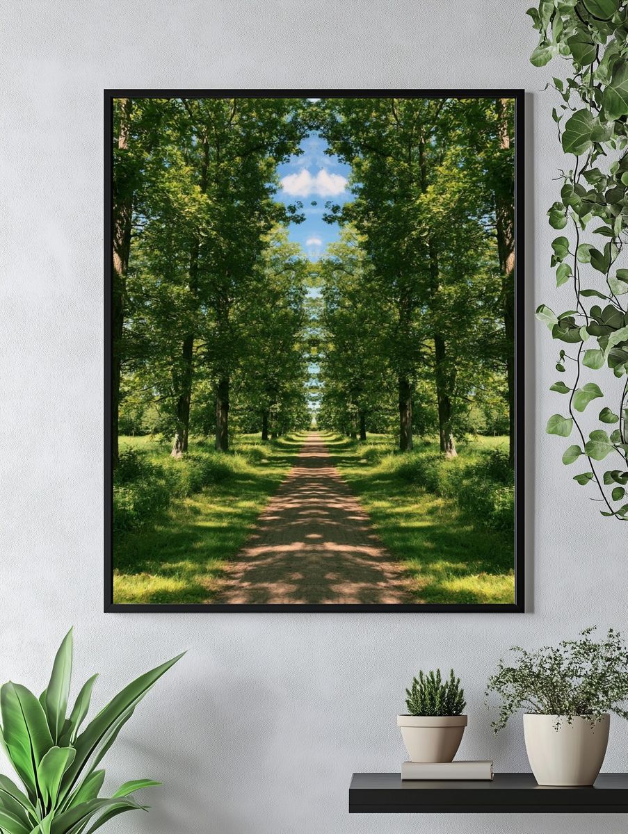 Tree-Lined Forest Path Poster. — room view 4