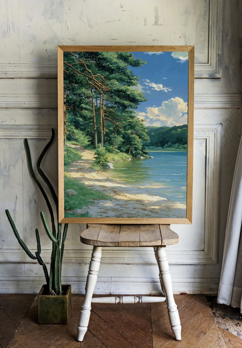 Lakeside Pine Forest — Nature Print. — room view 1