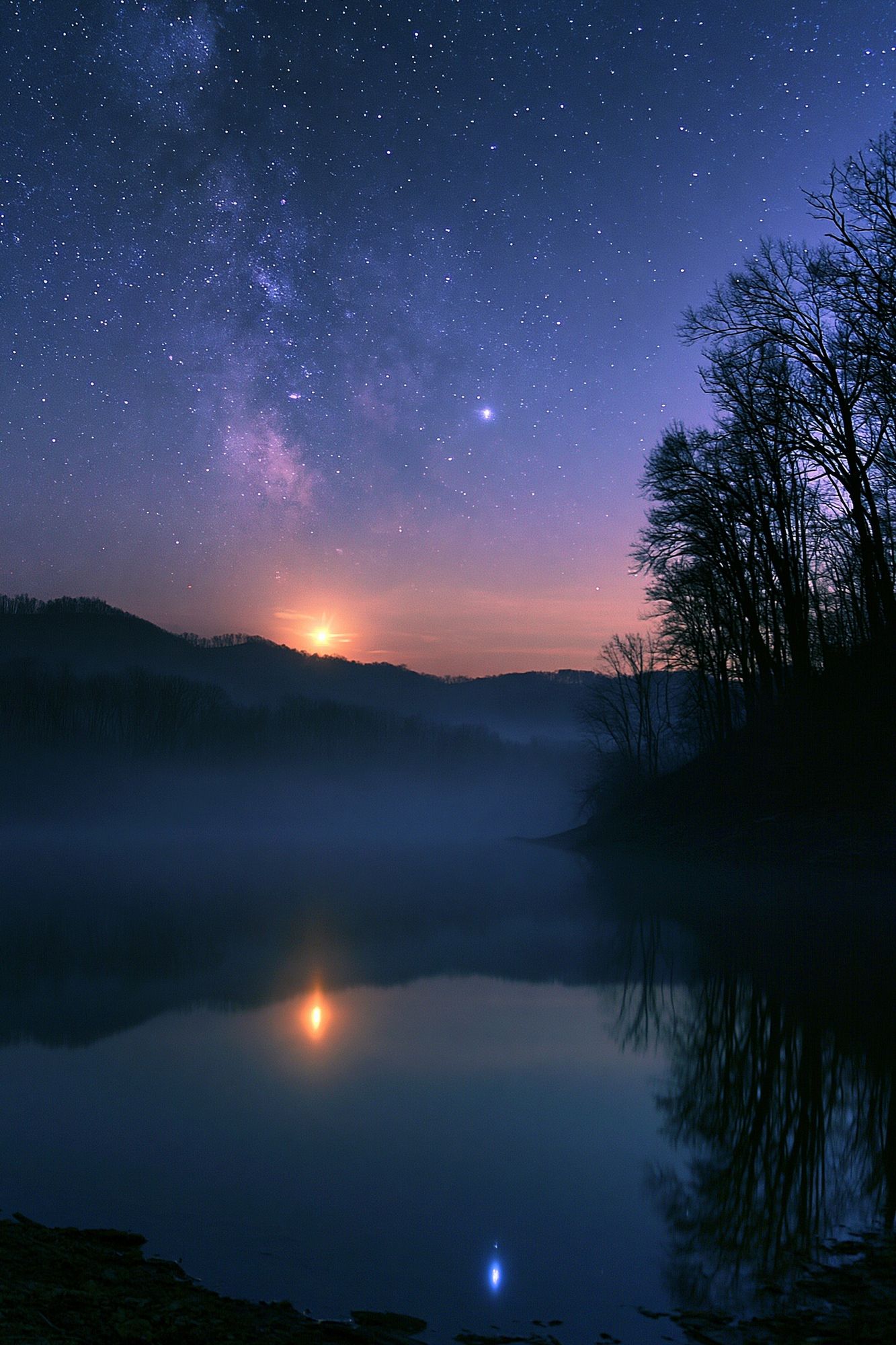 Milky Way Dawn Landscape Poster. poster detail