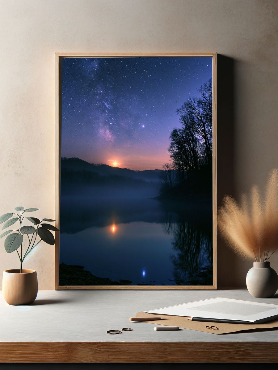 Milky Way Dawn Landscape Poster. — room view 2