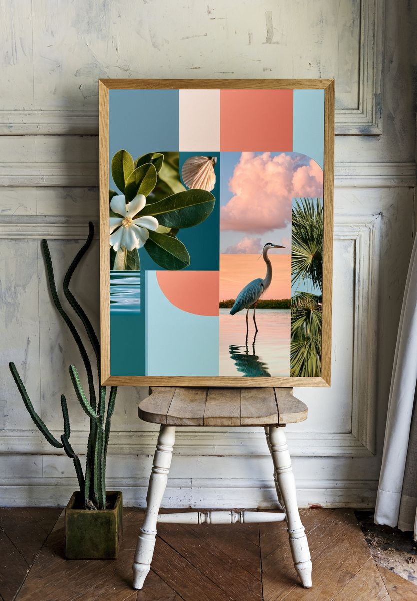 Tropical Collage Poster. — room view 1