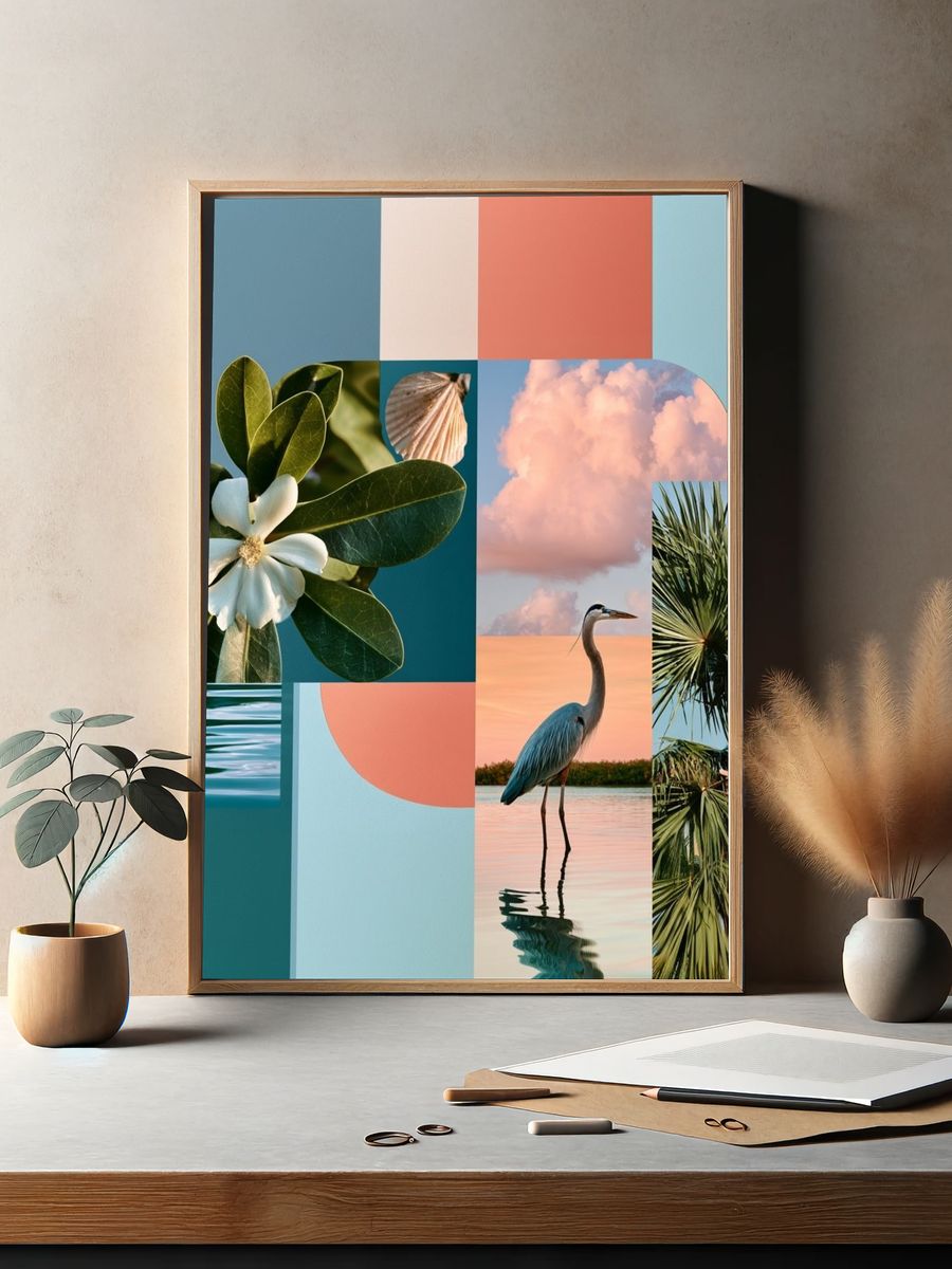Tropical Collage Poster. — room view 2