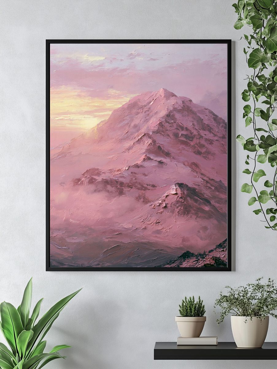 Pink Mountain Sunrise Print. — room view 4