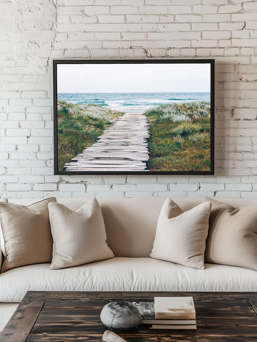 Wooden path grass ocean beach. — room view 1