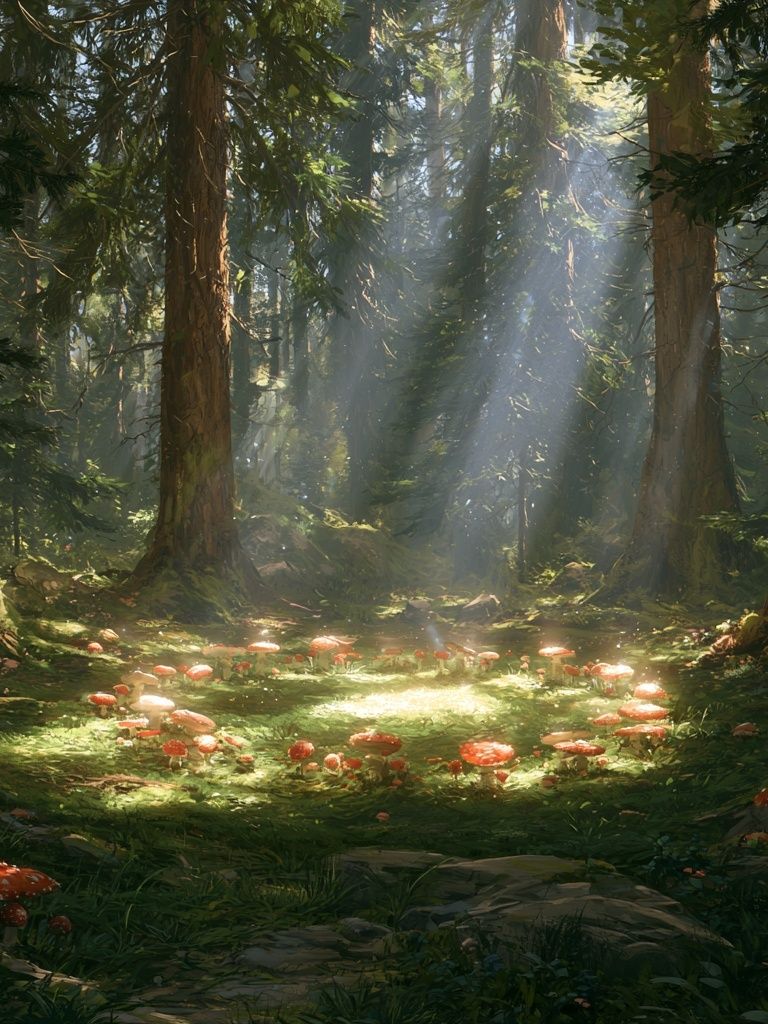 Enchanted Forest Mushrooms Poster. poster detail