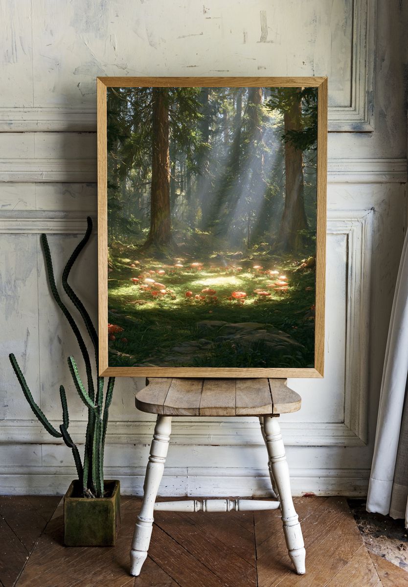Enchanted Forest Mushrooms Poster. — room view 1