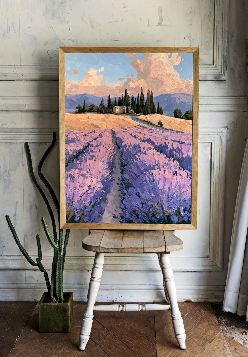 Lavender Fields at Sunset Print. room preview