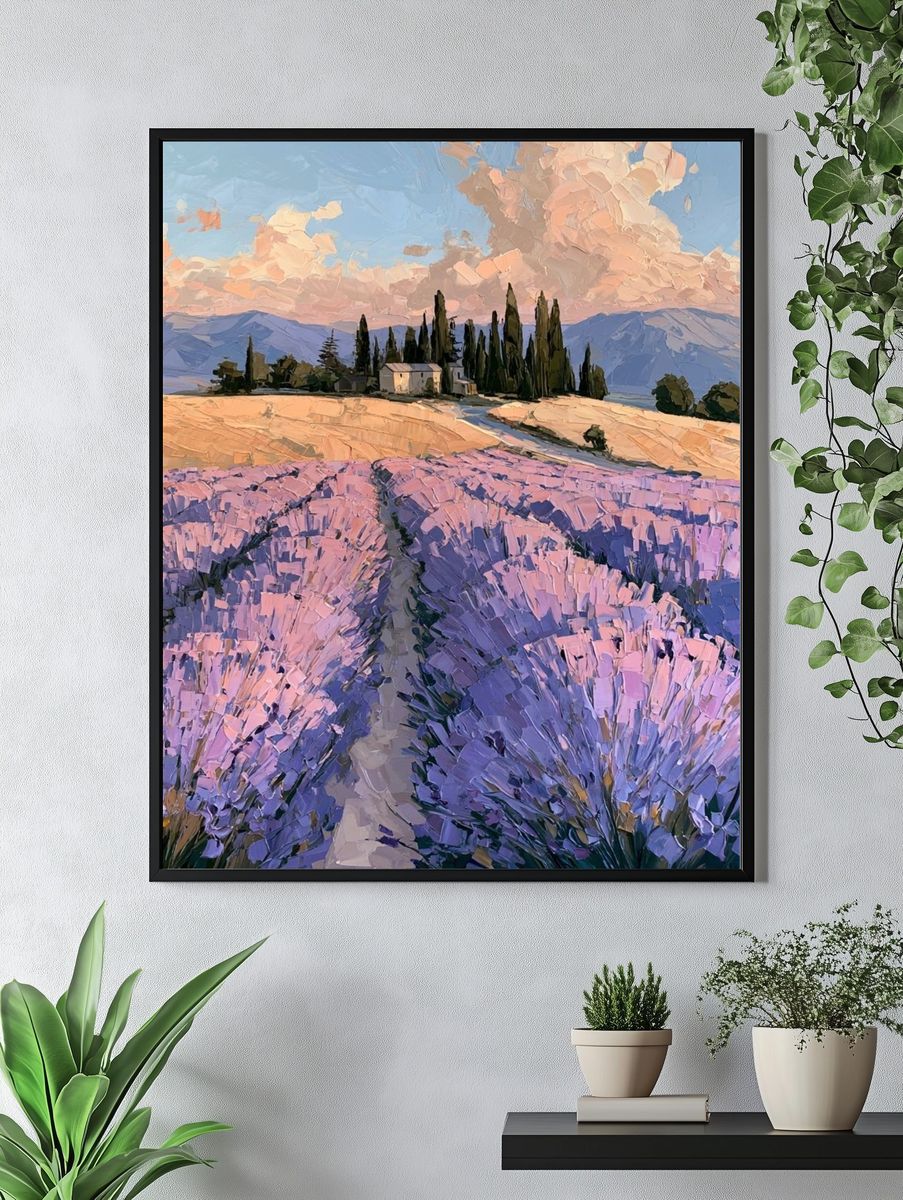 Lavender Fields at Sunset Print. — room view 4