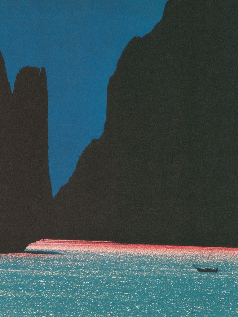 Cliffside Twilight Seascape Poster. poster — nature art