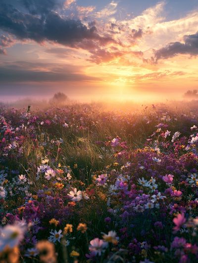 Wildflower Sunrise Nature Print.