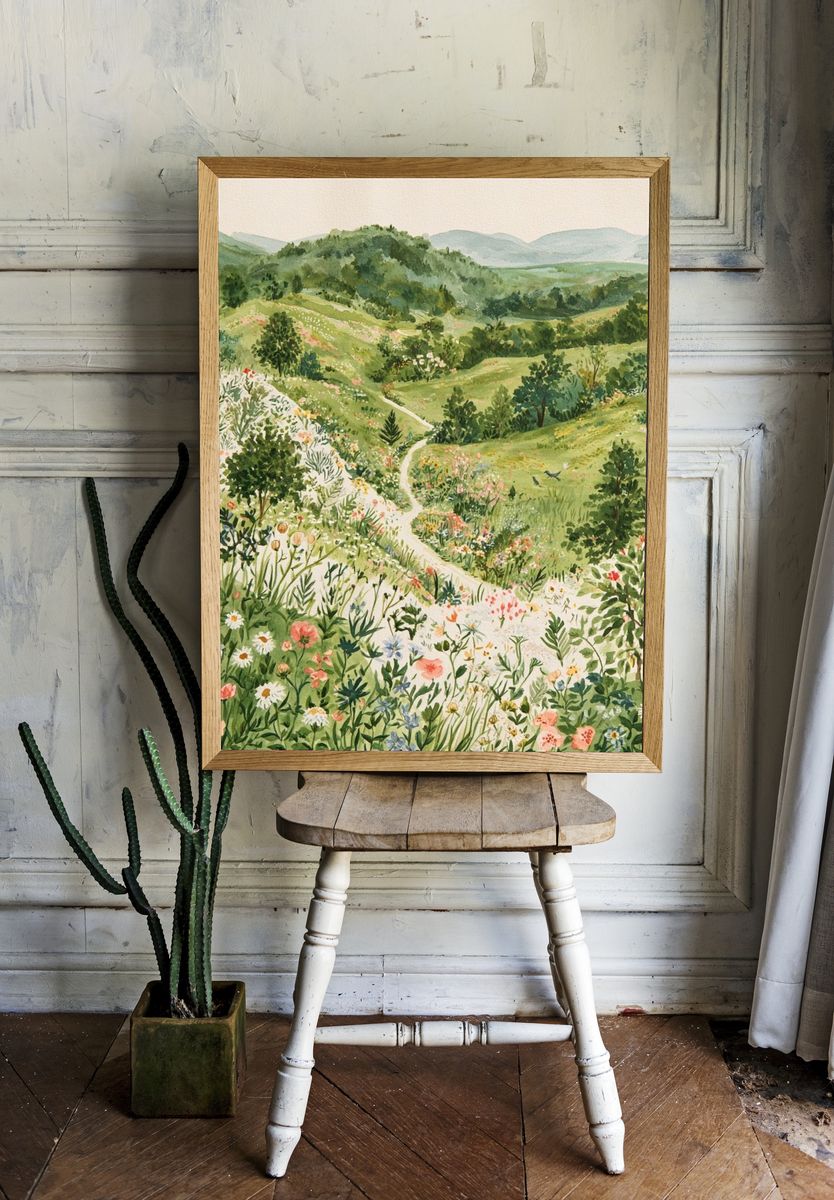 Wildflower Hills Watercolor Print. — room view 1