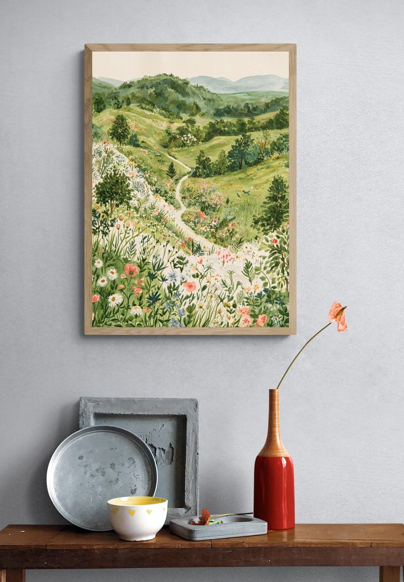 Wildflower Hills Watercolor Print. — room view 3