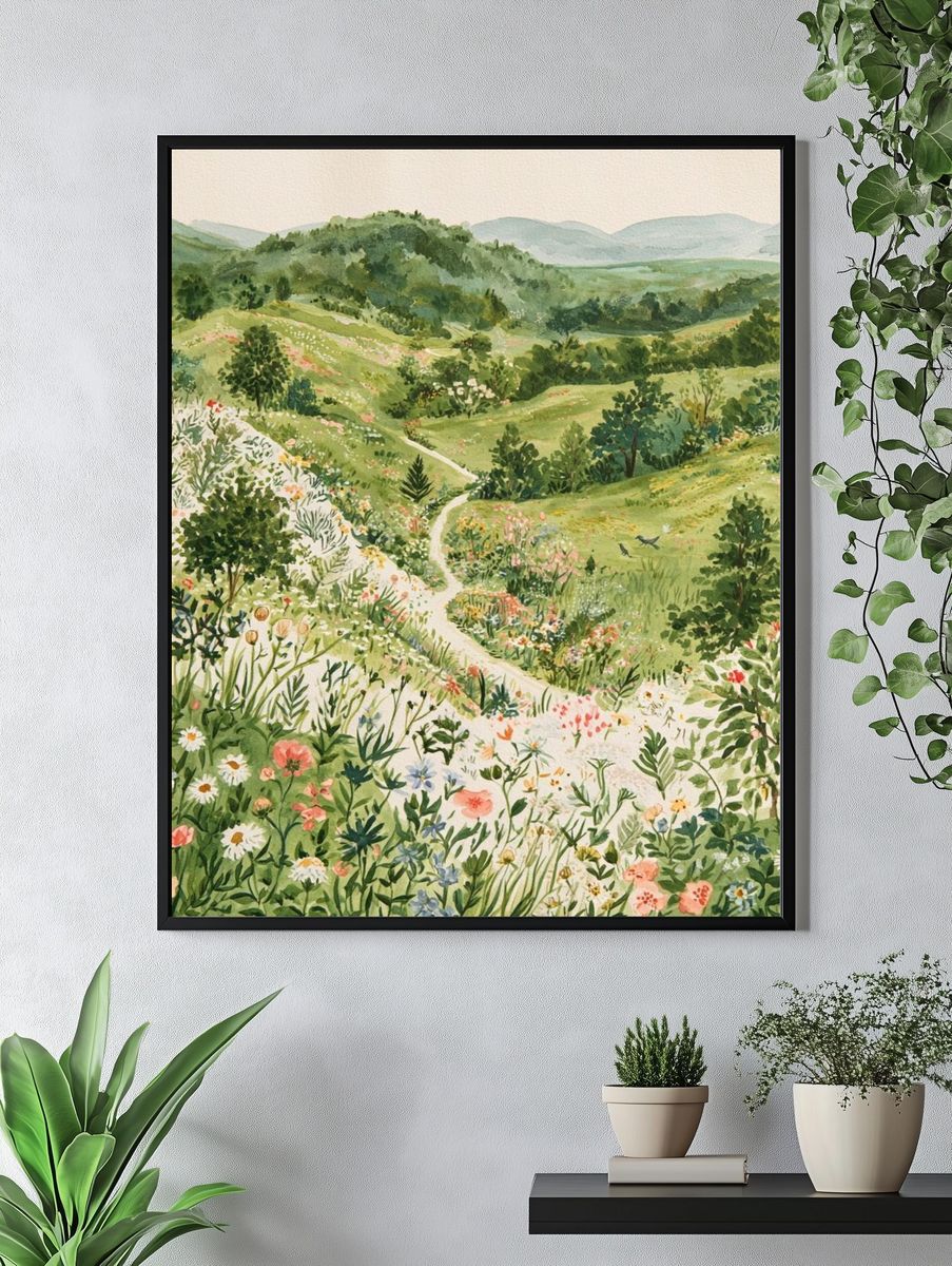 Wildflower Hills Watercolor Print. — room view 4