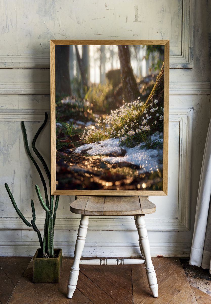 Sunlit Forest Flowers Nature Poster. — room view 1