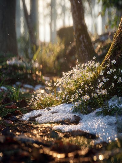 Sunlit Forest Flowers Nature Poster. poster