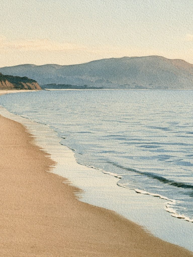 Misty Coastal Shoreline Poster. poster — nature art