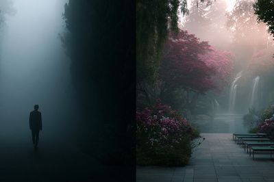 Misty Garden Waterfall Print.